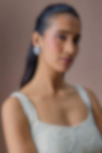 Silver Finish Zircon Stud Earrings by Moh-Maya by Disha Khatri at Pernia's Pop Up Shop