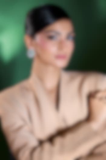 Silver Finish Blue Sapphire & Zircon Stud Earrings by Moh-Maya by Disha Khatri at Pernia's Pop Up Shop