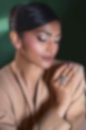 Silver Finish Zircon Ring by Moh-Maya by Disha Khatri at Pernia's Pop Up Shop