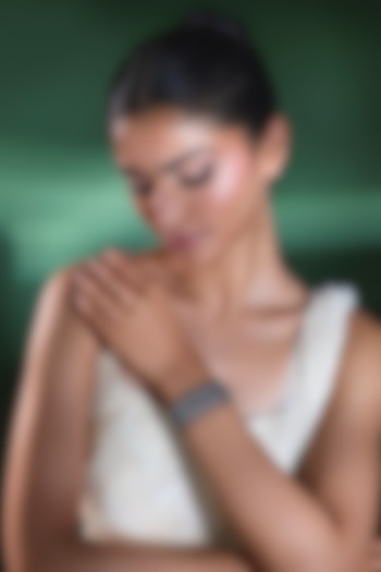 Silver Finish Blue Sapphire & Zircon Thread Bracelet by Moh-Maya by Disha Khatri at Pernia's Pop Up Shop