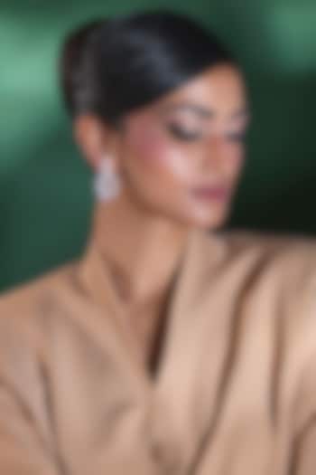 Silver Finish Zircon Stud Earrings by Moh-Maya by Disha Khatri at Pernia's Pop Up Shop