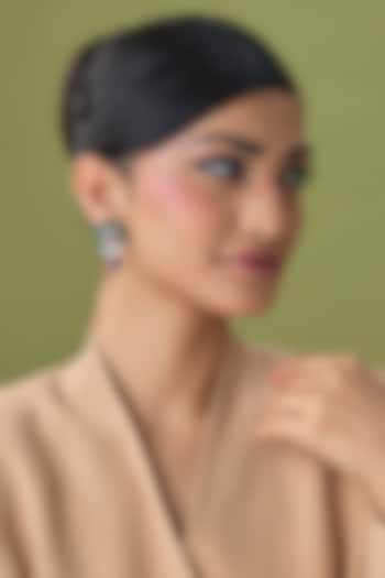 Silver Finish Zircon & Amethyst Stud Earrings by Moh-Maya by Disha Khatri at Pernia's Pop Up Shop