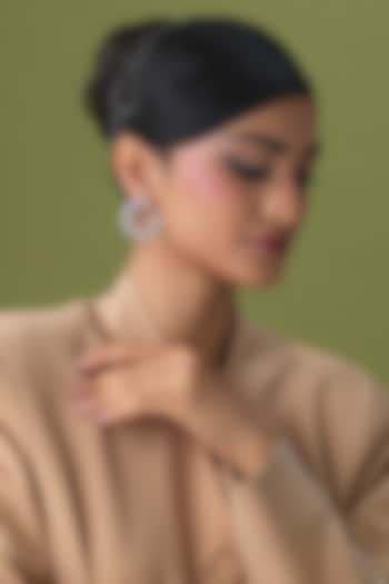 Silver Finish Rose Quartz & Zircon Stud Earrings by Moh-Maya by Disha Khatri at Pernia's Pop Up Shop