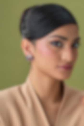 Silver Finish Ruby & Emerald Stud Earrings by Moh-Maya by Disha Khatri at Pernia's Pop Up Shop