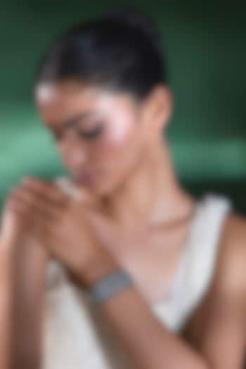 Silver Finish Blue Sapphire & Zircon Thread Bracelet by Moh-Maya by Disha Khatri at Pernia's Pop Up Shop