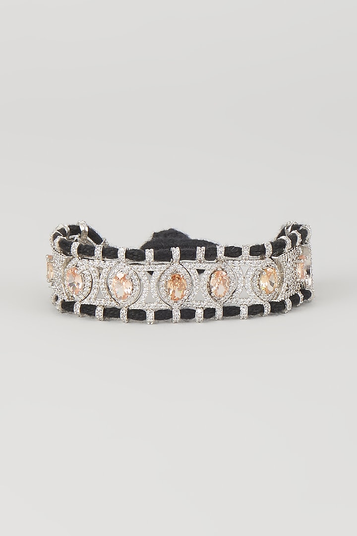 Silver Finish Imperial Topaz & Zircon Thread Bracelet by Moh-Maya by Disha Khatri at Pernia's Pop Up Shop