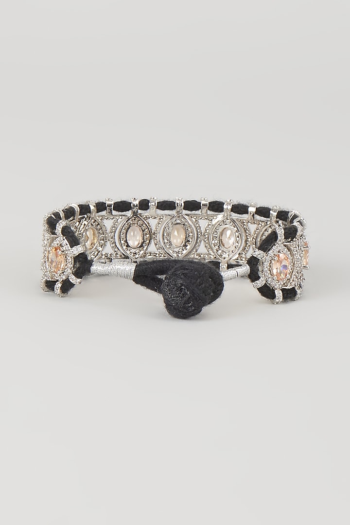 Silver Finish Imperial Topaz & Zircon Thread Bracelet by Moh-Maya by Disha Khatri at Pernia's Pop Up Shop