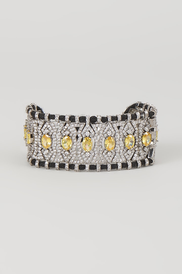 Silver Finish Yellow Sapphire & Zircon Thread Bracelet by Moh-Maya by Disha Khatri at Pernia's Pop Up Shop