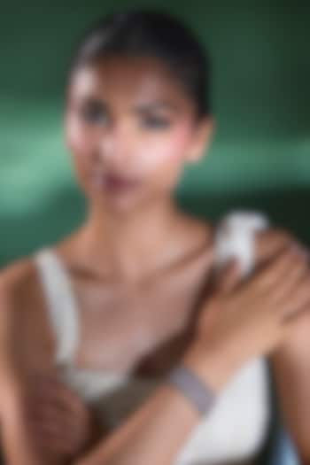 Silver Finish Rose Quartz & Zircon Thread Bracelet by Moh-Maya by Disha Khatri at Pernia's Pop Up Shop