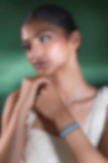 Silver Finish Blue Sapphire & Zircon Thread Bracelet by Moh-Maya by Disha Khatri at Pernia's Pop Up Shop