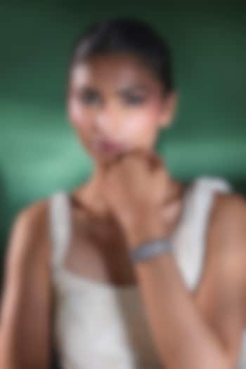 Silver Finish Blue Sapphire & Zircon Thread Bracelet by Moh-Maya by Disha Khatri at Pernia's Pop Up Shop