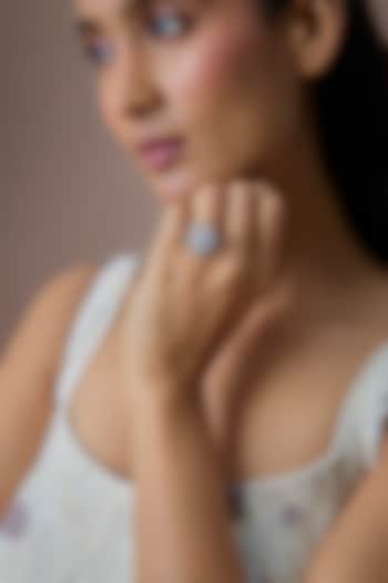 Silver Finish Zircon Stud Earrings by Moh-Maya by Disha Khatri at Pernia's Pop Up Shop