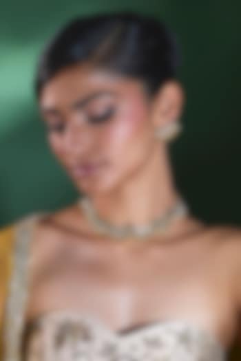 Two Tone Finish Kundan Polki & Bell Beaded Choker Necklace Set by Moh-Maya by Disha Khatri at Pernia's Pop Up Shop