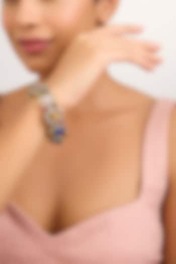 Gold Finish Multi-Colored Stone Bangle by Moh-Maya by Disha Khatri at Pernia's Pop Up Shop