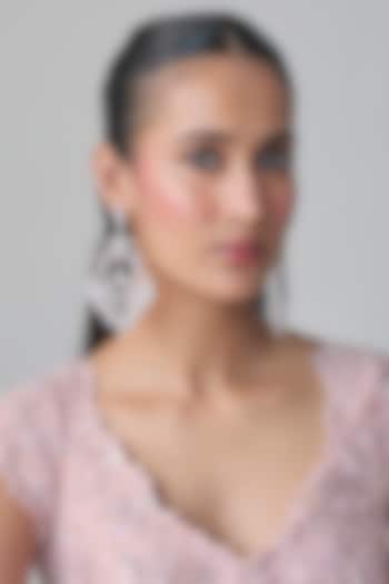 Silver Finish Zircon Dangler Earrings by Moh-Maya by Disha Khatri at Pernia's Pop Up Shop