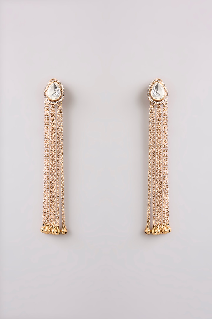 Gold Finish Mixed Metal Dangler Earrings by Moh-Maya by Disha Khatri at Pernia's Pop Up Shop