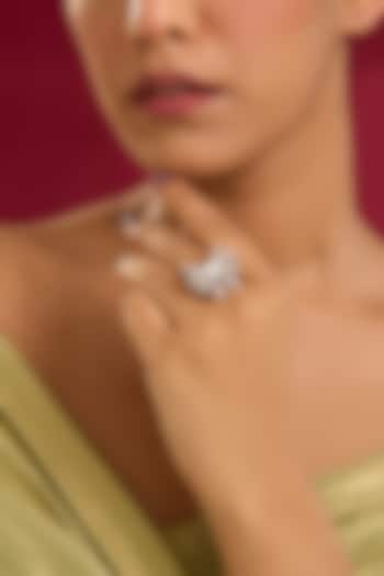 White Finish Zircon Ring by Moh-Maya by Disha Khatri at Pernia's Pop Up Shop