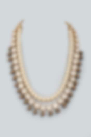 Gold Finish Pearl Layered Necklace by Moh-Maya by Disha Khatri at Pernia's Pop Up Shop