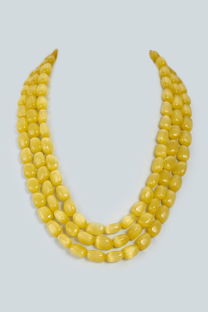 White Finish Yellow Beaded Mala by Moh-Maya by Disha Khatri at Pernia's Pop Up Shop