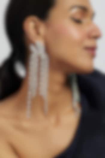 White Finish Zircon Dangler Earrings by Moh-Maya by Disha Khatri at Pernia's Pop Up Shop
