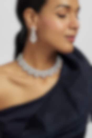 White Finish Zircon Choker Necklace Set by Moh-Maya by Disha Khatri at Pernia's Pop Up Shop