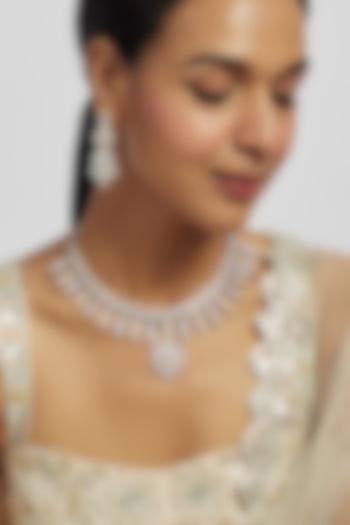 Two-Tone Finish Zircon Necklace Set by Moh-Maya by Disha Khatri at Pernia's Pop Up Shop