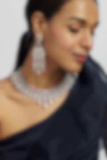 White Finish Ruby Stone & Zircon Necklace Set by Moh-Maya by Disha Khatri at Pernia's Pop Up Shop