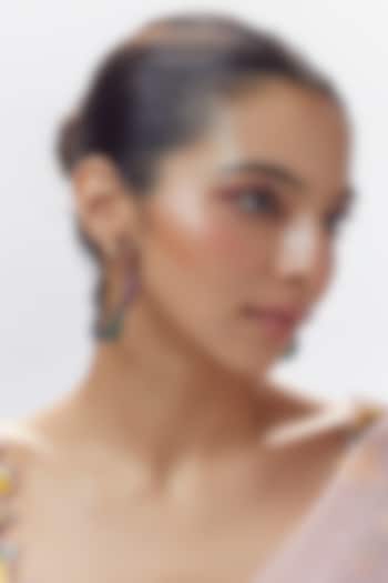 Black Rhodium Finish Multi-Colored Zircon Dangler Earrings by Moh-Maya by Disha Khatri at Pernia's Pop Up Shop