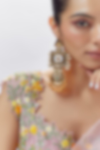 Gold Finish Ruby & Moissanite Polki Dangler Earrings by Moh-Maya by Disha Khatri at Pernia's Pop Up Shop