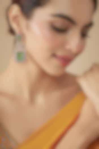 Gold Finish Zircon & Moissanite Polki Dangler Earrings by Moh-Maya by Disha Khatri at Pernia's Pop Up Shop