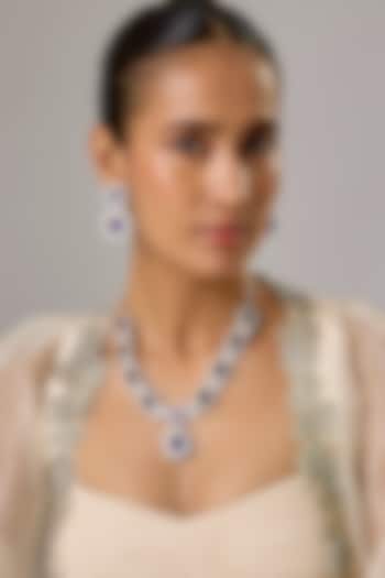 White Finish Amethyst & Zircon Necklace Set by Moh-Maya by Disha Khatri at Pernia's Pop Up Shop