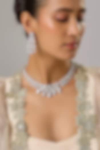 White Finish Zircon Necklace Set by Moh-Maya by Disha Khatri at Pernia's Pop Up Shop