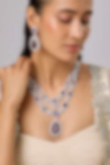 White Finish Ruby & Zircon Layered Necklace Set by Moh-Maya by Disha Khatri at Pernia's Pop Up Shop