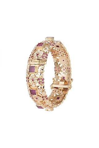 Gold Plated Faux Pearl Kadas by Moh-Maya by Disha Khatri