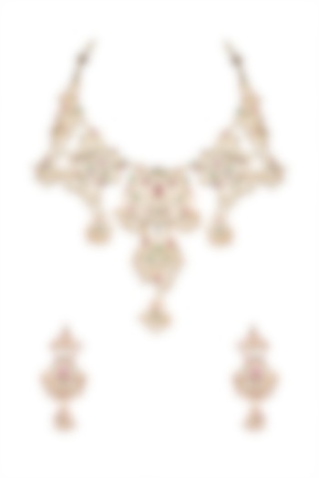 Gold Plated Jadau Necklace Set by Moh-Maya by Disha Khatri at Pernia's Pop Up Shop