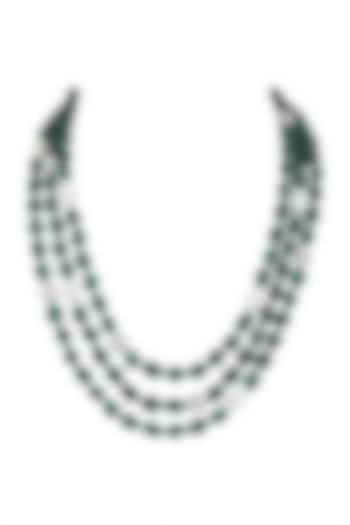 Gold Plated Emerald & Bead Layered Necklace by Moh-Maya by Disha Khatri