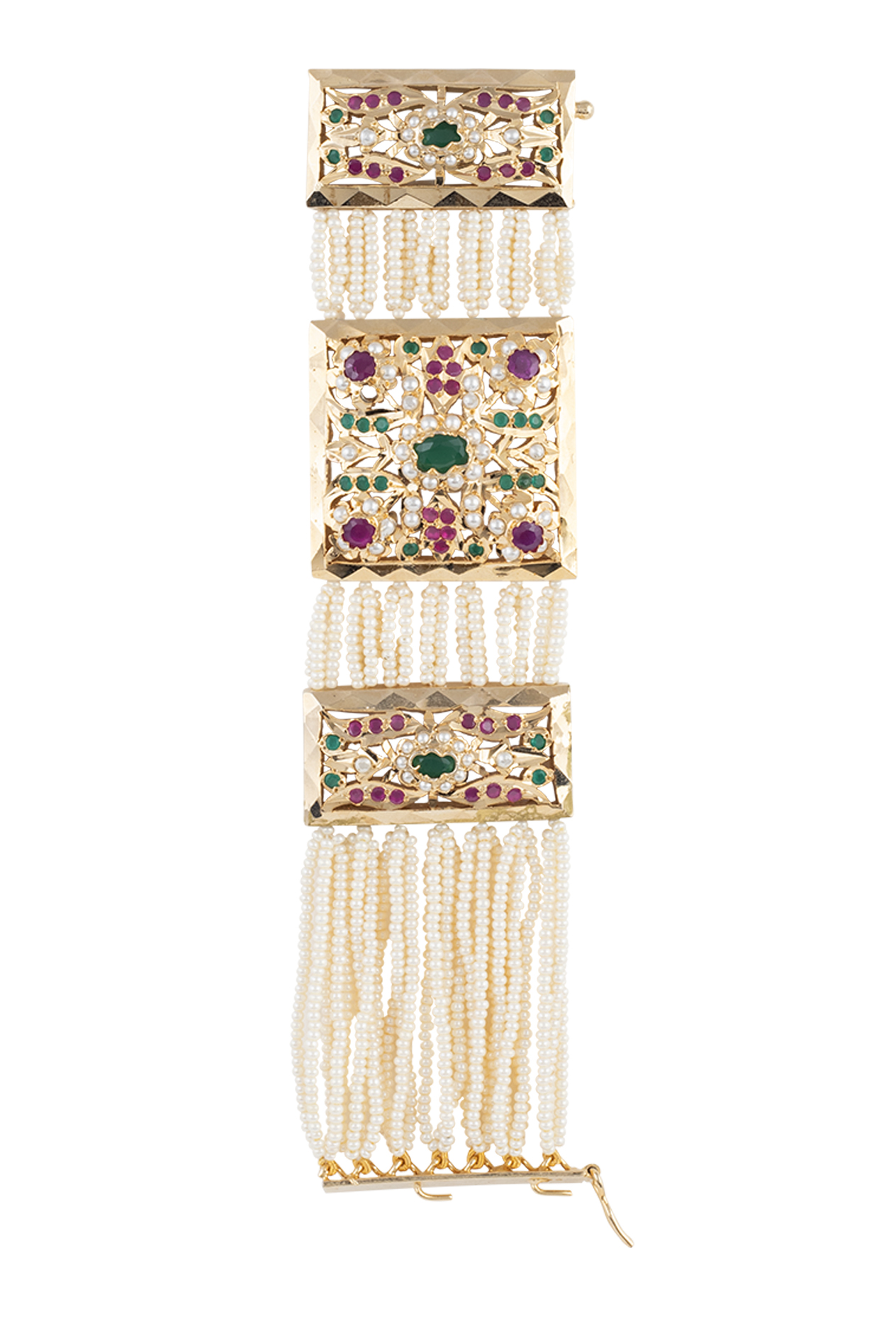 Gold Plated Pearl Bracelet by Moh-Maya by Disha Khatri