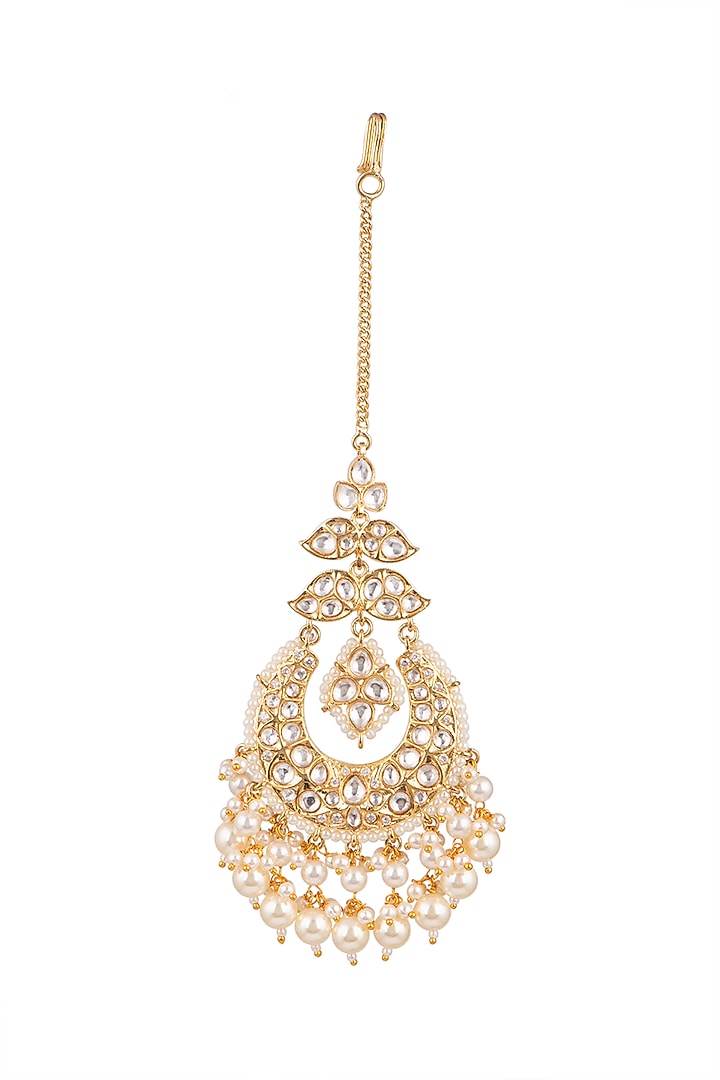 Gold Plated Kundan Maang Tikka by Moh-Maya by Disha Khatri at Pernia's Pop Up Shop