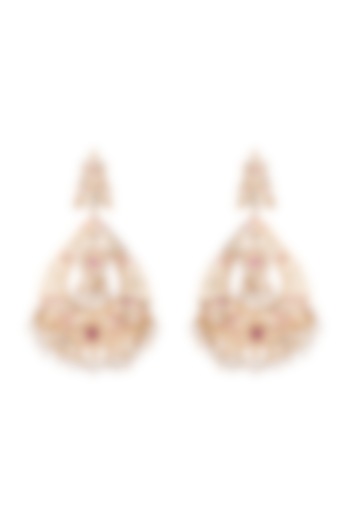 Gold Plated Ruby Chandbali Earrings by Moh-Maya by Disha Khatri
