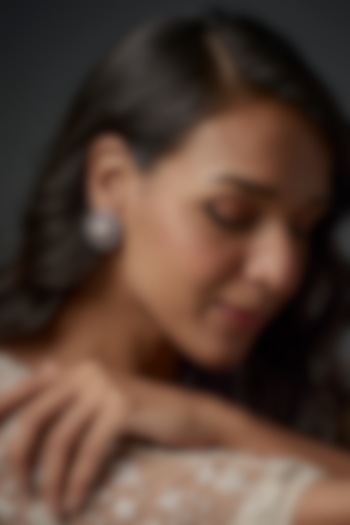 Black Rhodium Finish Pearl & Zircon Stud Earrings by Moh-Maya by Disha Khatri at Pernia's Pop Up Shop