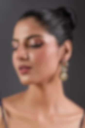 Gold Finish Kundan Polki & Citrine Dangler Earrings by Moh-Maya by Disha Khatri at Pernia's Pop Up Shop
