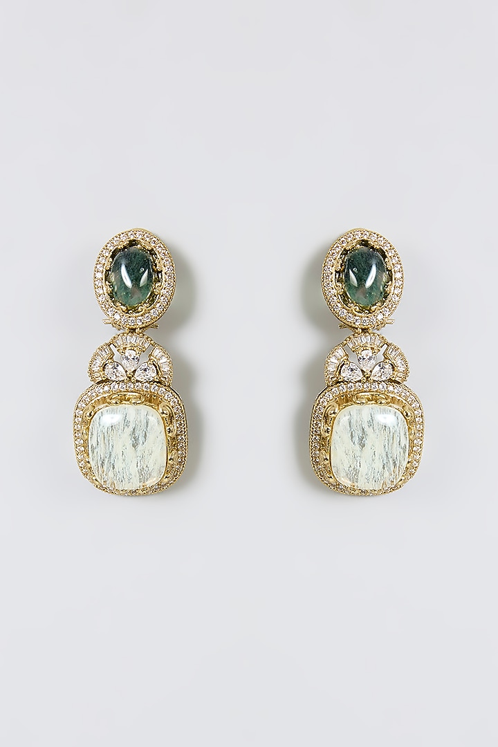 Gold Finish Kundan Polki & Multi-Colored Stone Dangler Earrings by Moh-Maya by Disha Khatri at Pernia's Pop Up Shop