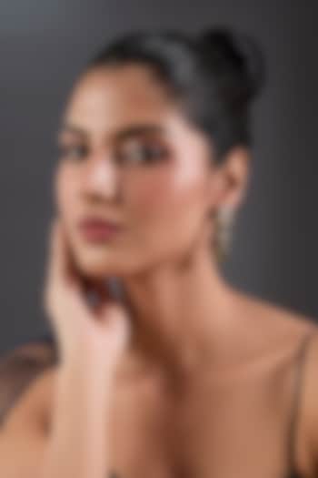 Gold Finish Zircon & Emerald Stone Dangler Earrings by Moh-Maya by Disha Khatri at Pernia's Pop Up Shop