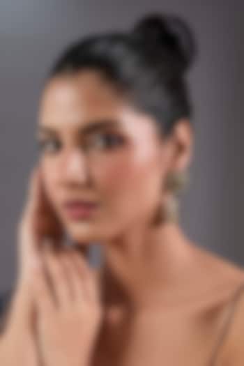 Gold Finish Zircon & Emerald Stone Dangler Earrings by Moh-Maya by Disha Khatri at Pernia's Pop Up Shop