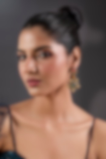 Gold Finish Opal & Emerald Stone Dangler Earrings by Moh-Maya by Disha Khatri at Pernia's Pop Up Shop