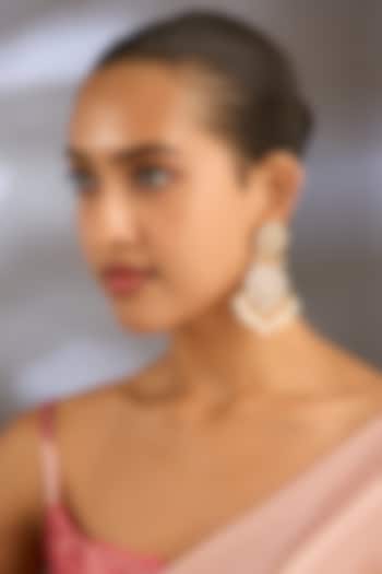 Gold Finish Kundan Polki & Pearl Dangler Earrings by Moh-Maya by Disha Khatri at Pernia's Pop Up Shop