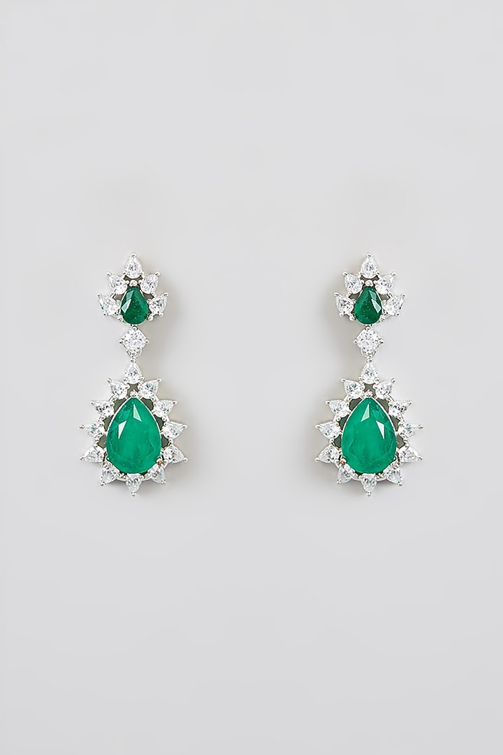 White Finish Zircon & Green Stone Choker Necklace Set by Moh-Maya by Disha Khatri at Pernia's Pop Up Shop