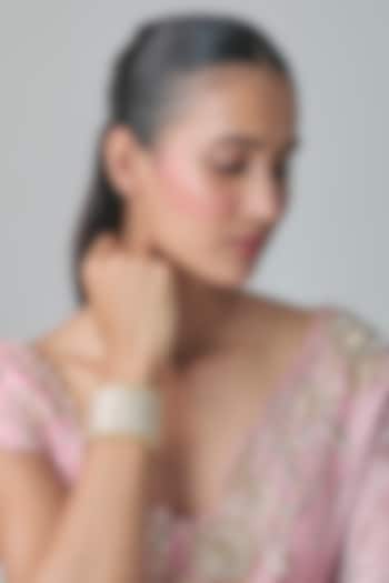 Gold Finish Kundan Polki Bracelet by Moh-Maya by Disha Khatri at Pernia's Pop Up Shop