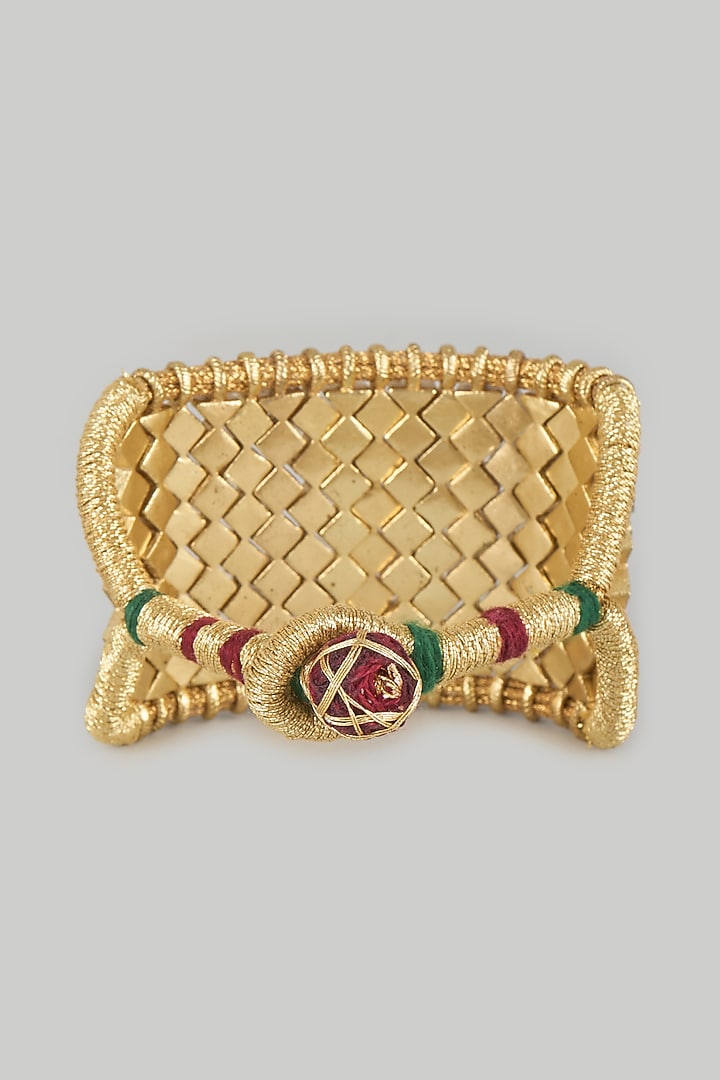 Gold Finish Kundan Polki Bracelet by Moh-Maya by Disha Khatri at Pernia's Pop Up Shop