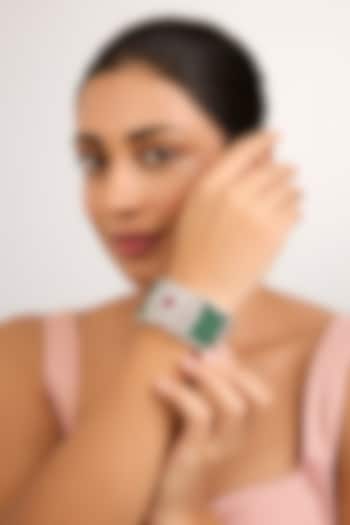 White Finish Zircon & Ruby Stone Bangle by Moh-Maya by Disha Khatri at Pernia's Pop Up Shop
